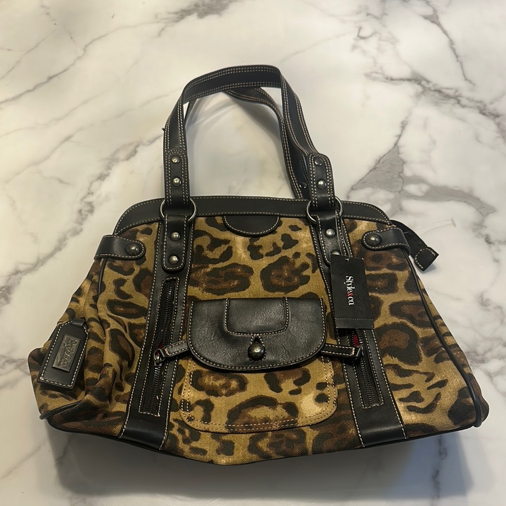 Style & Co. Leopard Print Shoulder Bag with Black Trim